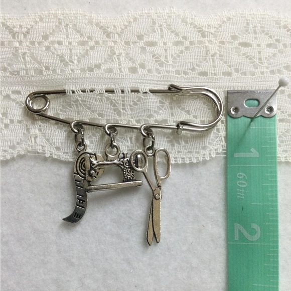 Seamstress Sewing Charm Brooch - Picture 3 of 10